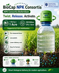 BIOCAP NPK CONSORTIA | NPK Mobilizing Biofertilizer | 100 Billion CFU/Acre | Smart Capsule Technology