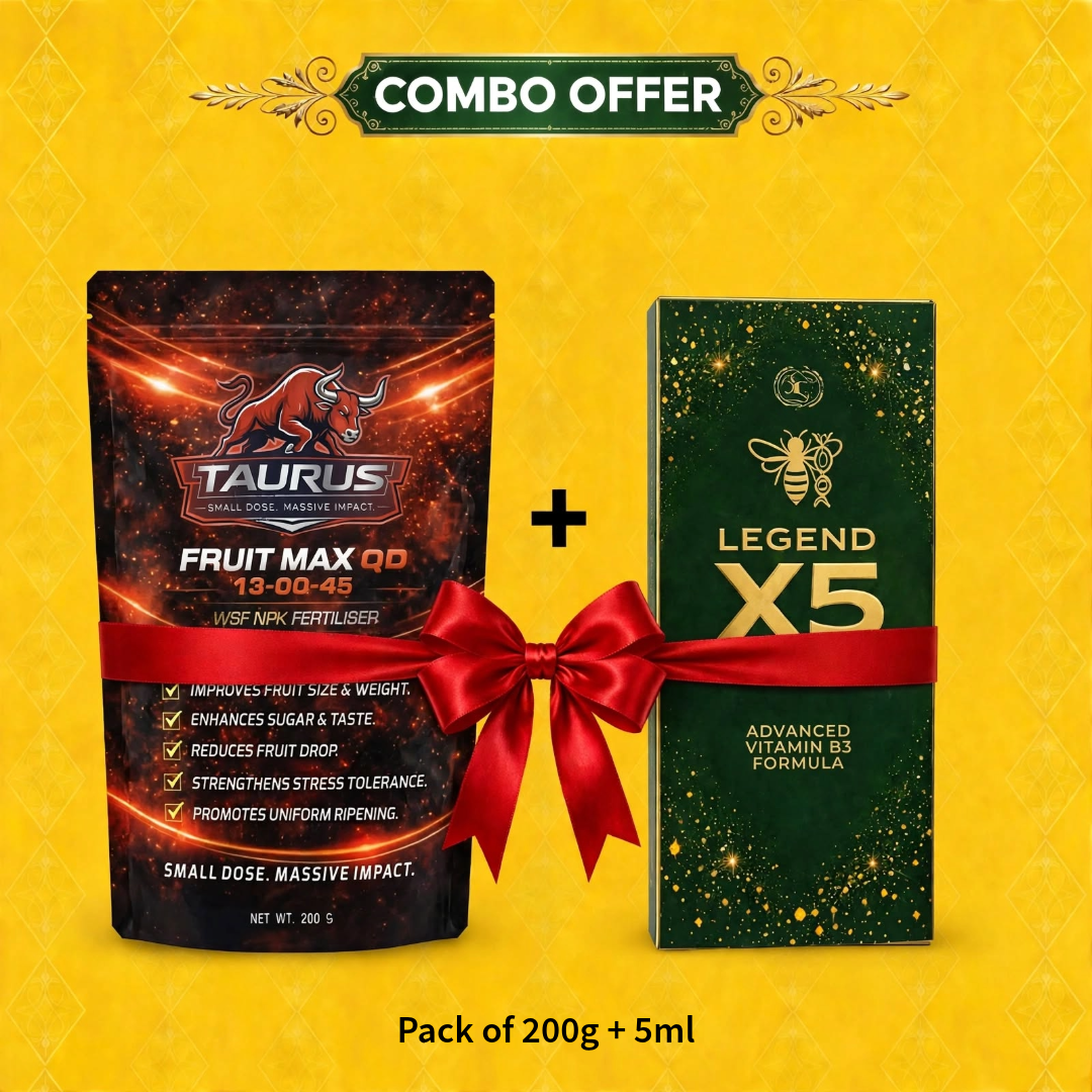 Fruit Max 13-00-45 + X5 Advance Combo | High-Potassium Water-Soluble Fertilizer & Plant Metabolic Activator | Fruit Development, Yield, Stress Recovery & Nutrient Efficiency | All Crops