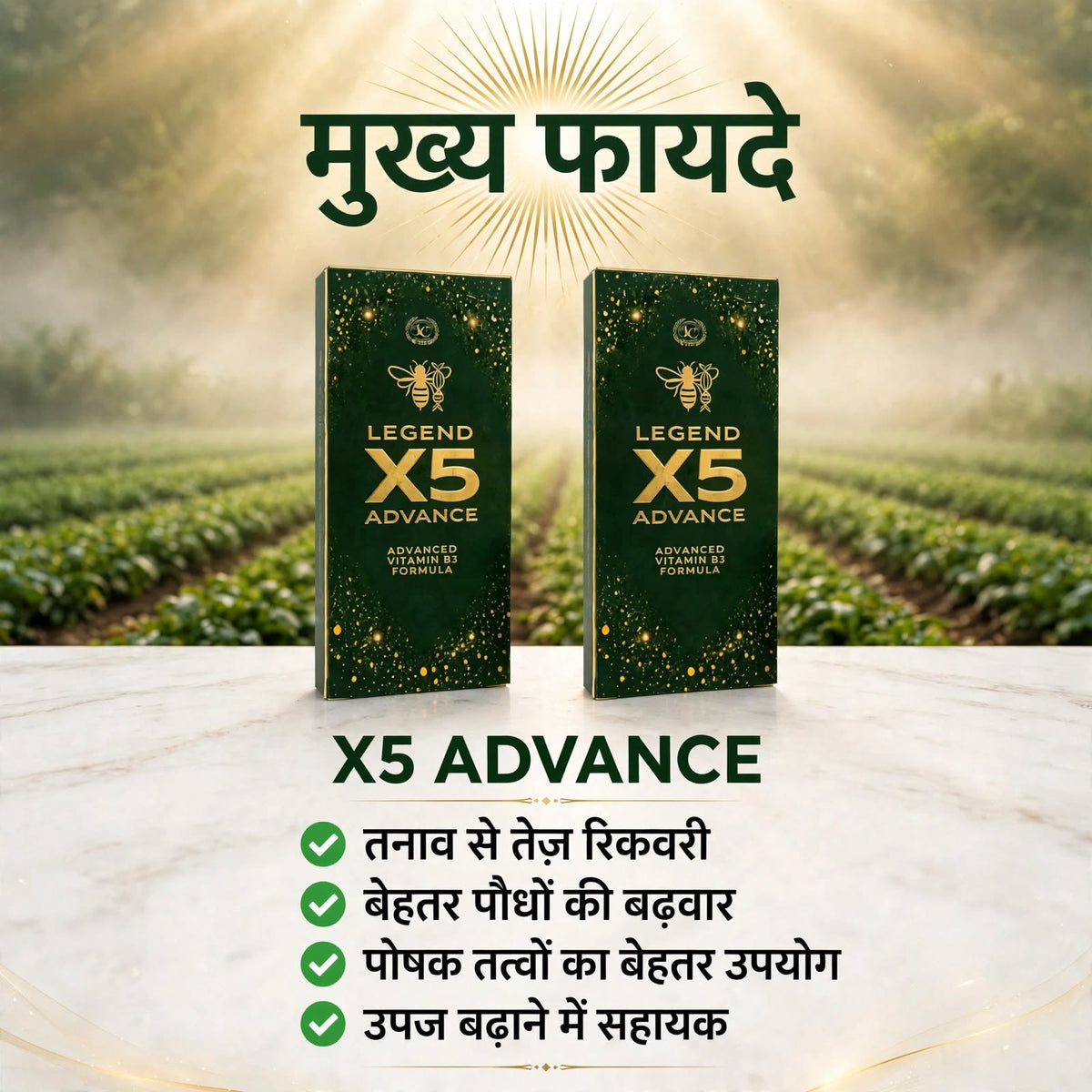 X5 Advance Combo Pack of 2 | Vitamin B3 (Nicotinamide) 3.25% Biostimulant | Plant Growth Activator | Stress Recovery & Yield Booster